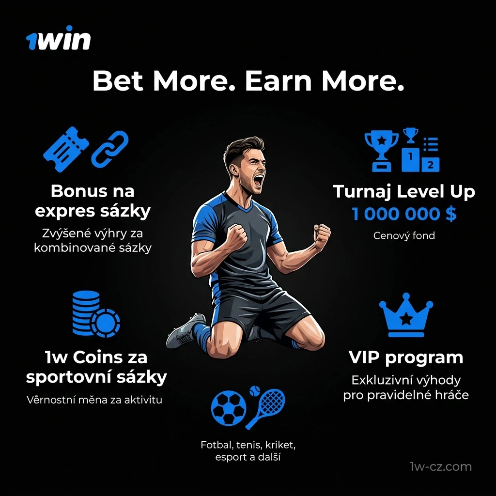 Bonusy pro sportovní sázení – fotbal, tenis, kriket, esport, VIP program a turnaj Level Up
