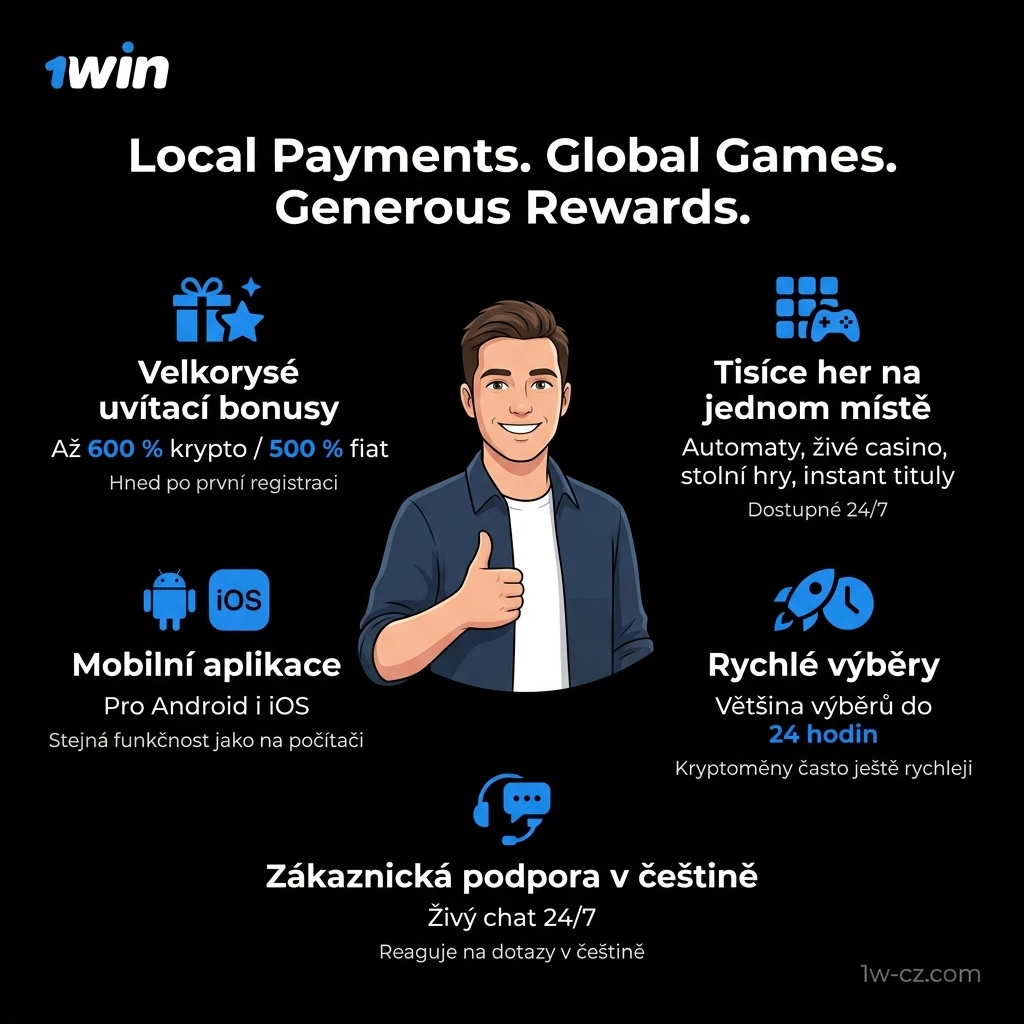 1win casino pro české hráče – bonusy, CZK platby, tisíce her a podpora v češtině