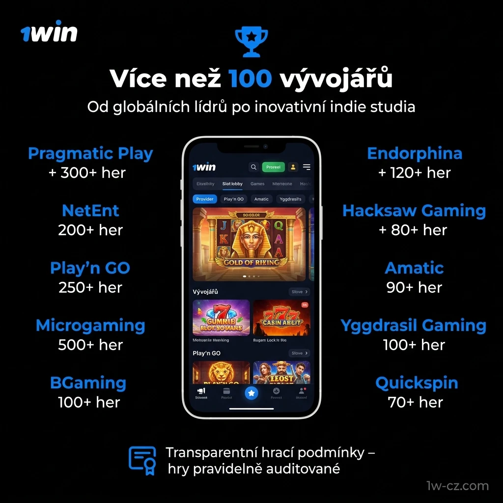 Vývojáři slotů na 1win – Pragmatic Play, NetEnt, Microgaming a další, přes 100 poskytovatelů her