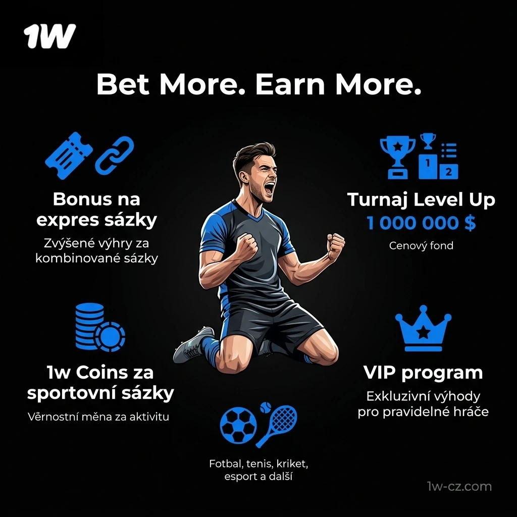 Bonusy pro sportovní sázení – fotbal, tenis, kriket, esport, VIP program a turnaj Level Up.