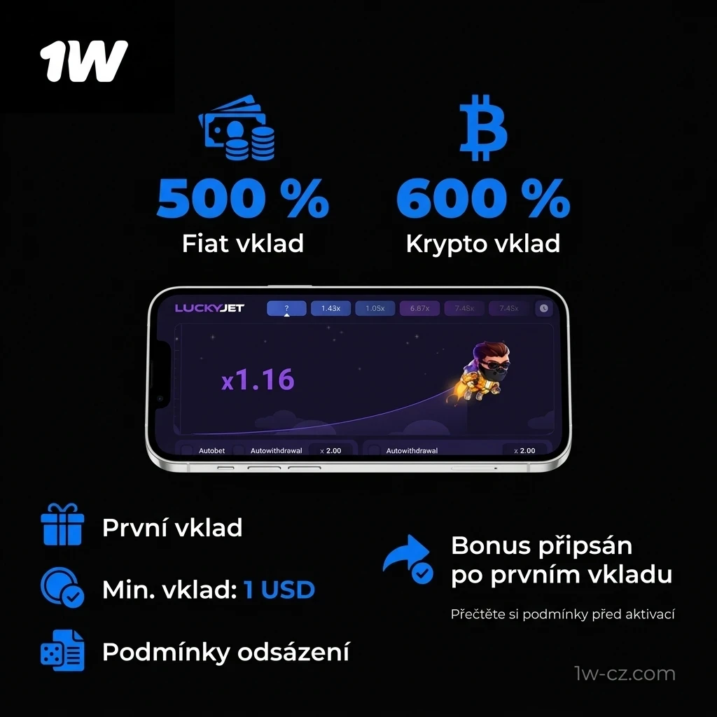 Získejte štědrý uvítací bonus na 1w a hrajte oblíbený Lucky Jet.