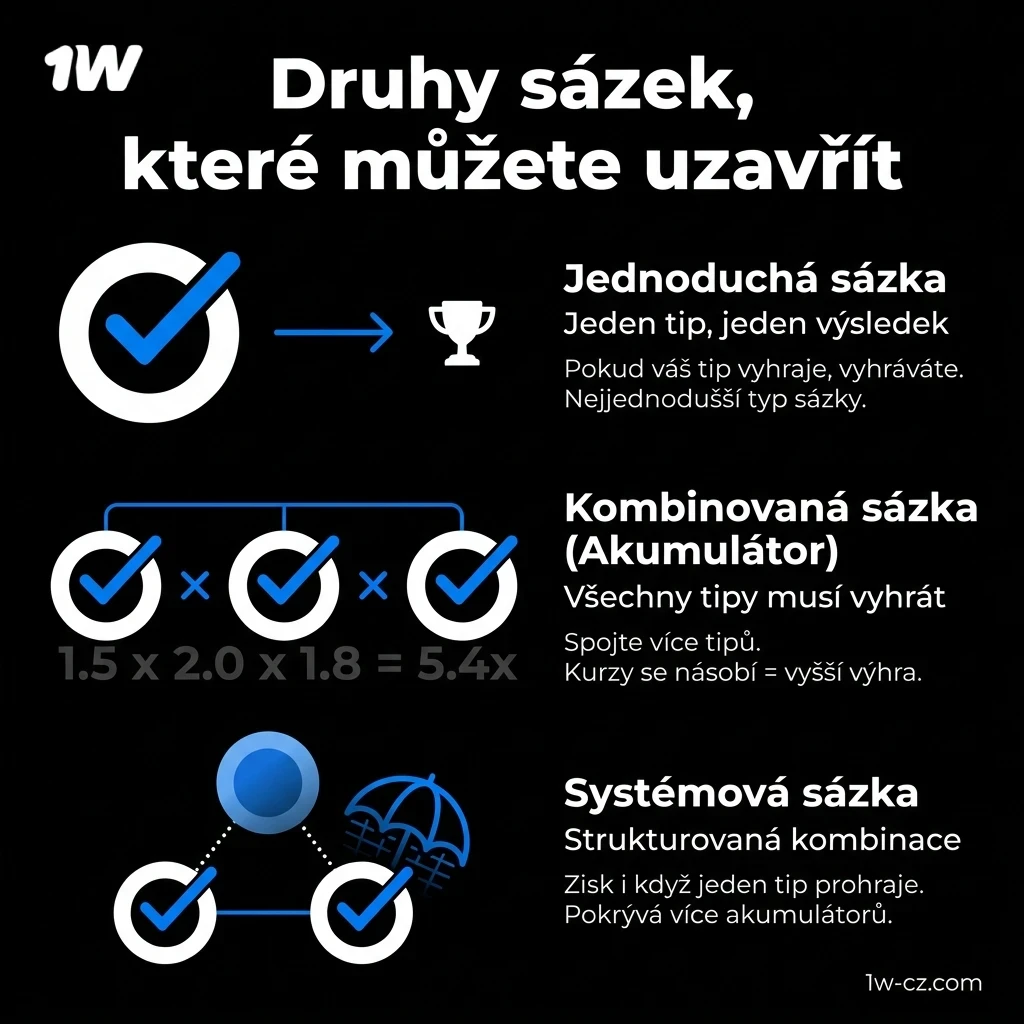 Vyberte si různé typy pro 1w sázky a maximalizujte výhry.