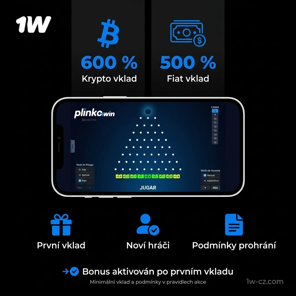 Aktivujte si štědrý uvítací bonus v 1w a užijte si hru Plinko naplno.
