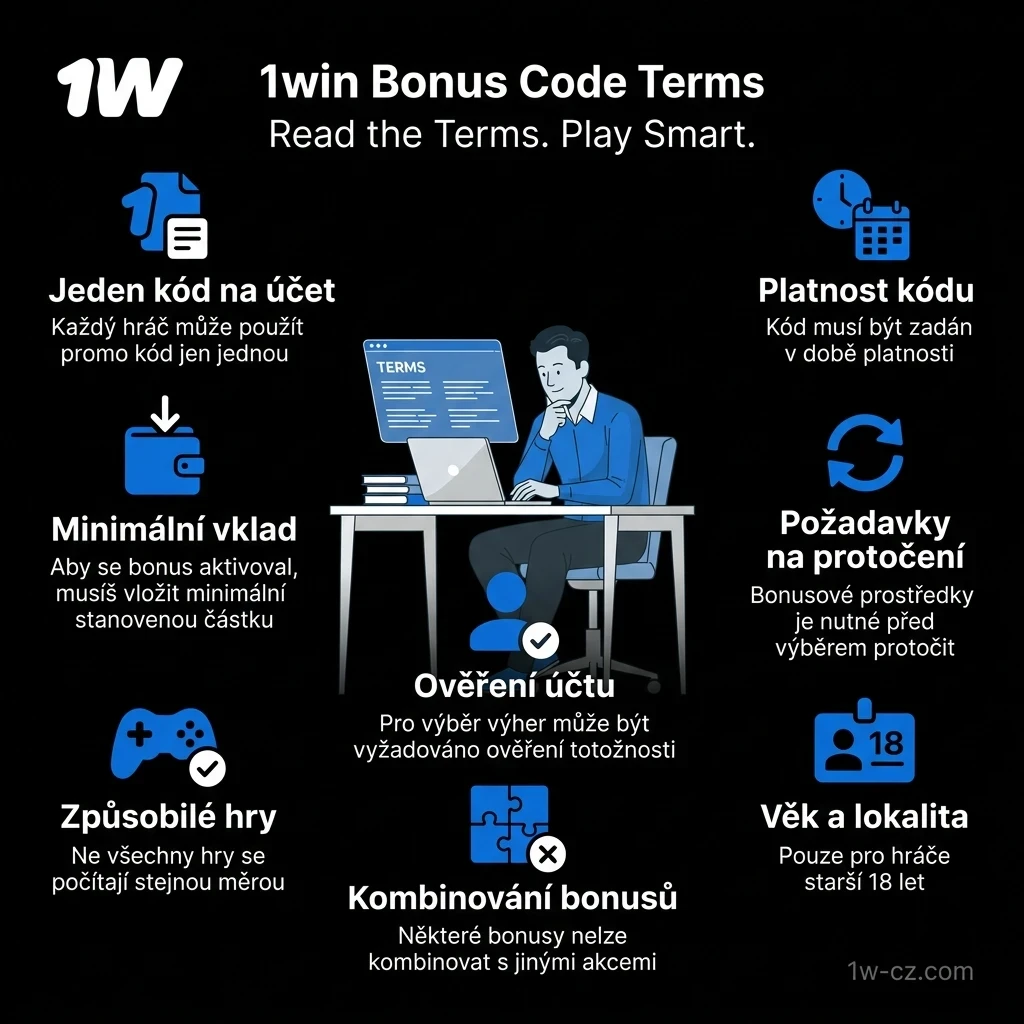 Přečtěte si pravidla pro 1w promo kód a využijte herní výhody.