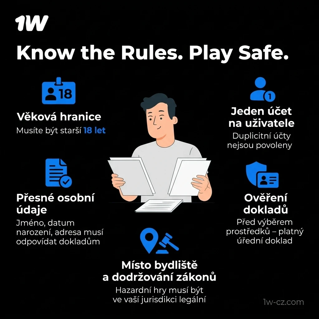 Splňte všechny podmínky pro 1w registraci a založte si svůj účet.