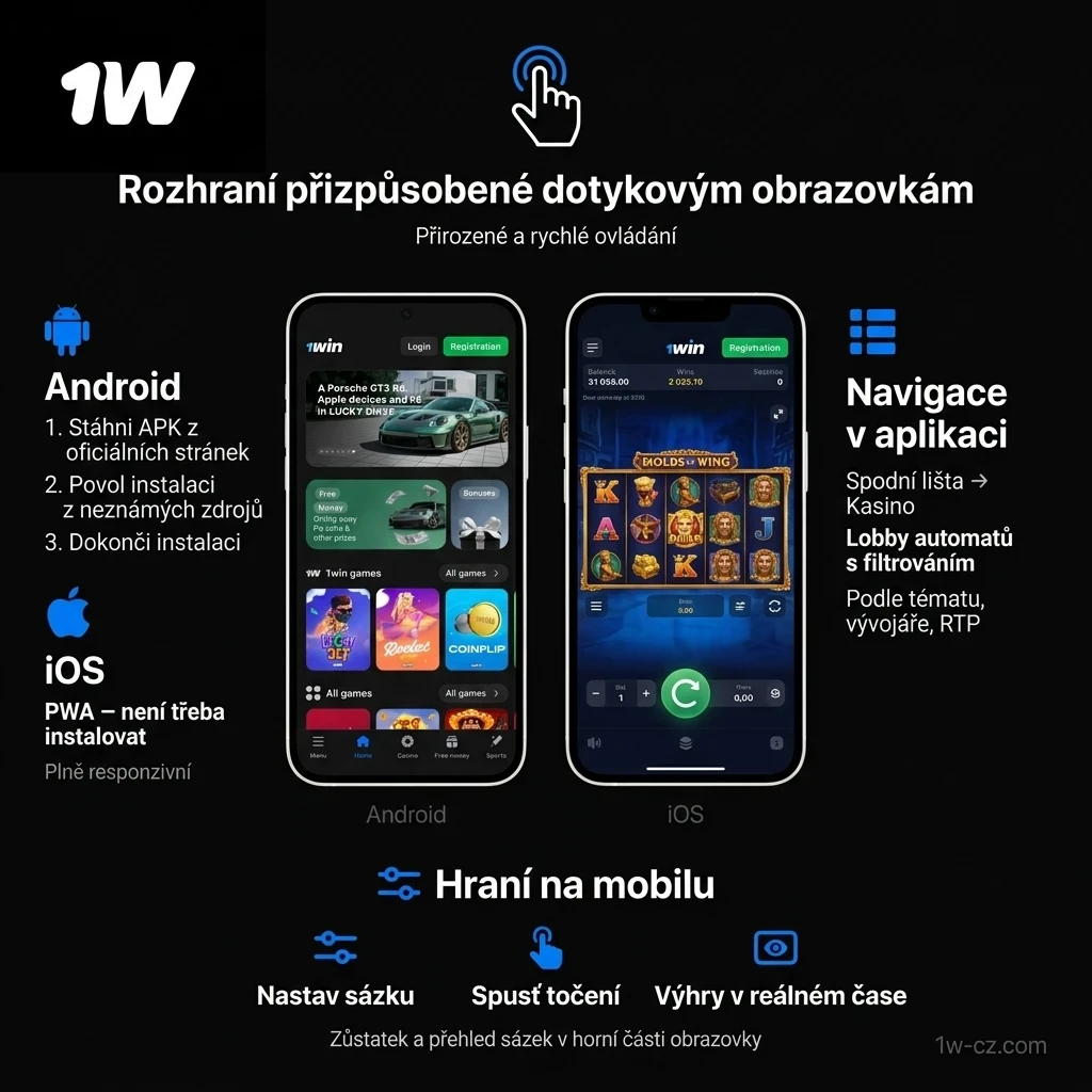 Stáhněte si 1w mobilní aplikaci a užívejte si plynulé hraní online automatů kdykoliv a kdekoliv.