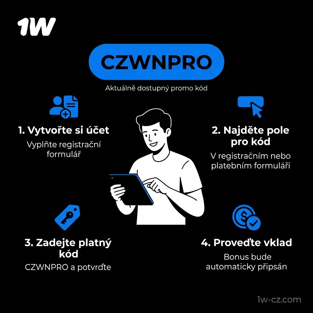 1w promo kód CZWNPRO pro Českou republiku – získejte bonus při registraci nebo vkladu na platformě 1w
