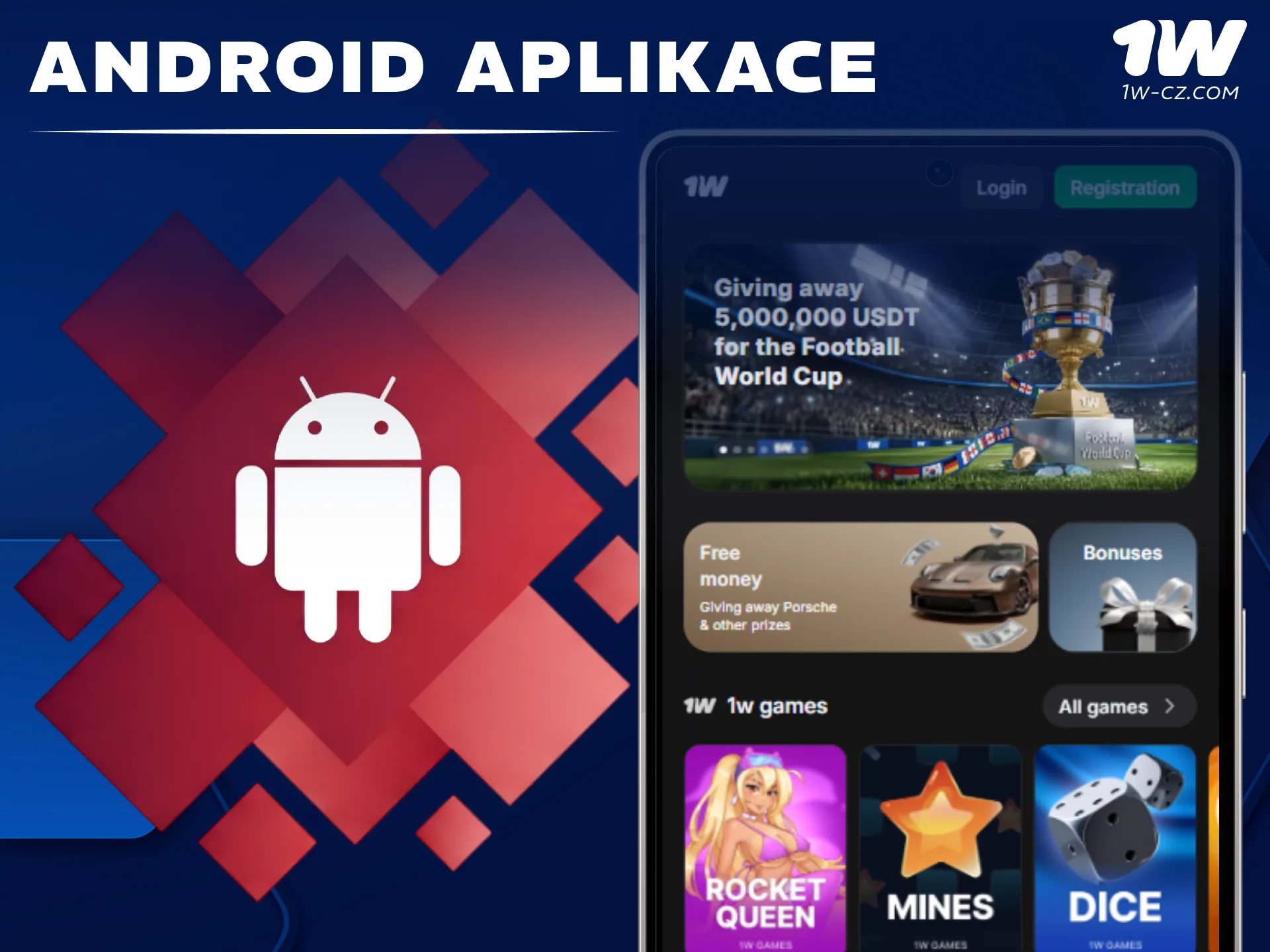 Nainstalujte si mobilní aplikaci 1W pro Android a sázejte na sporty.