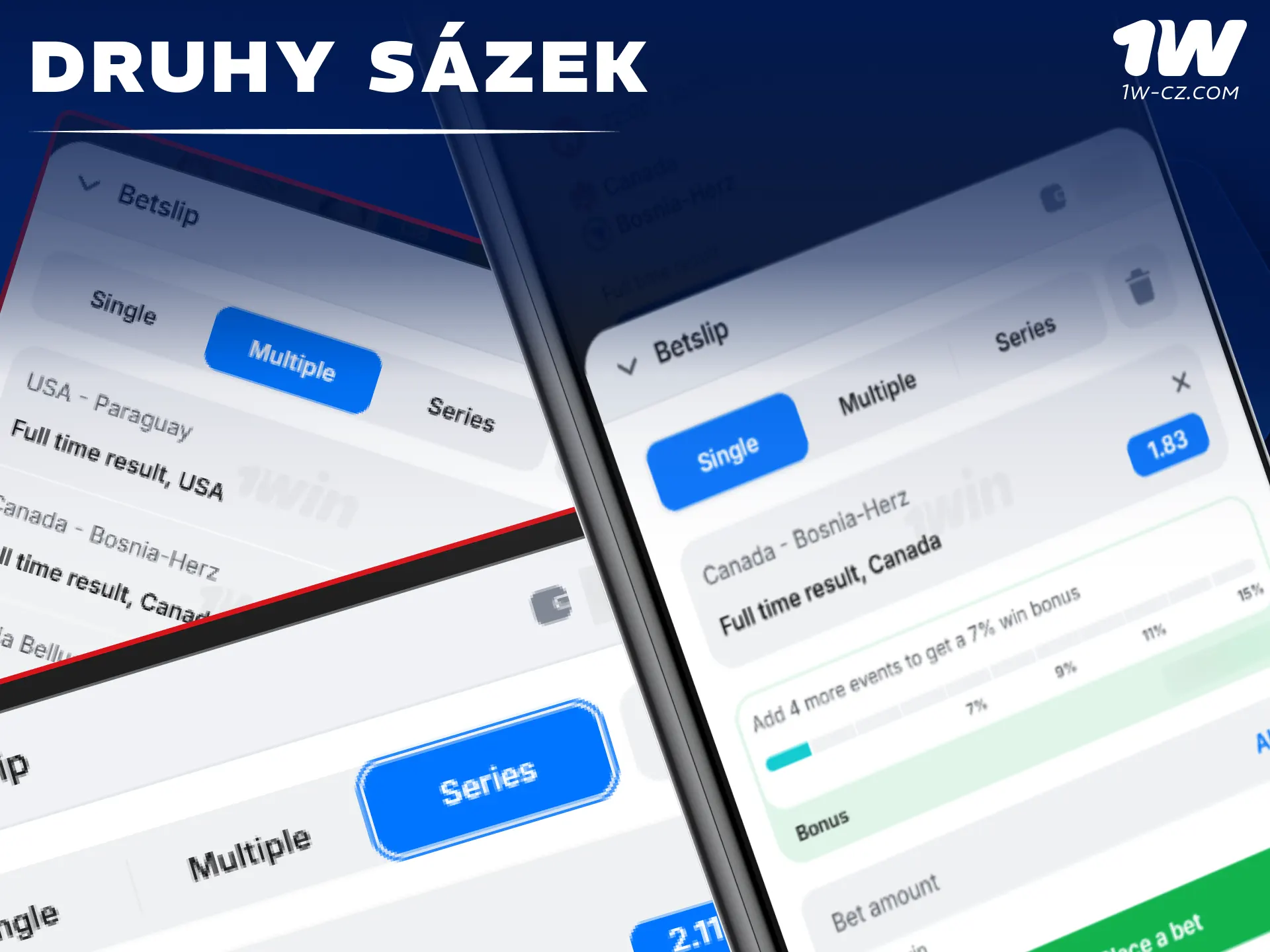 Vyberte si z různých druhů sázek dostupných v mobilní aplikaci 1W.