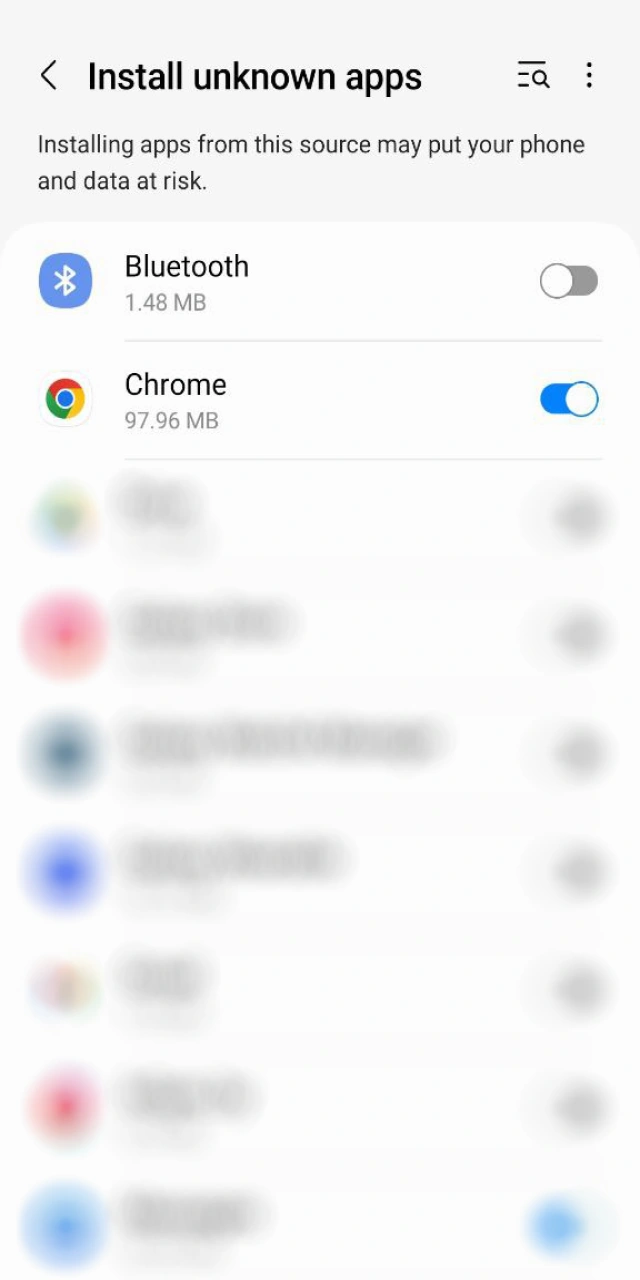 Povolte instalaci z neznámých zdrojů pro spuštění mobilní aplikace 1W Android.