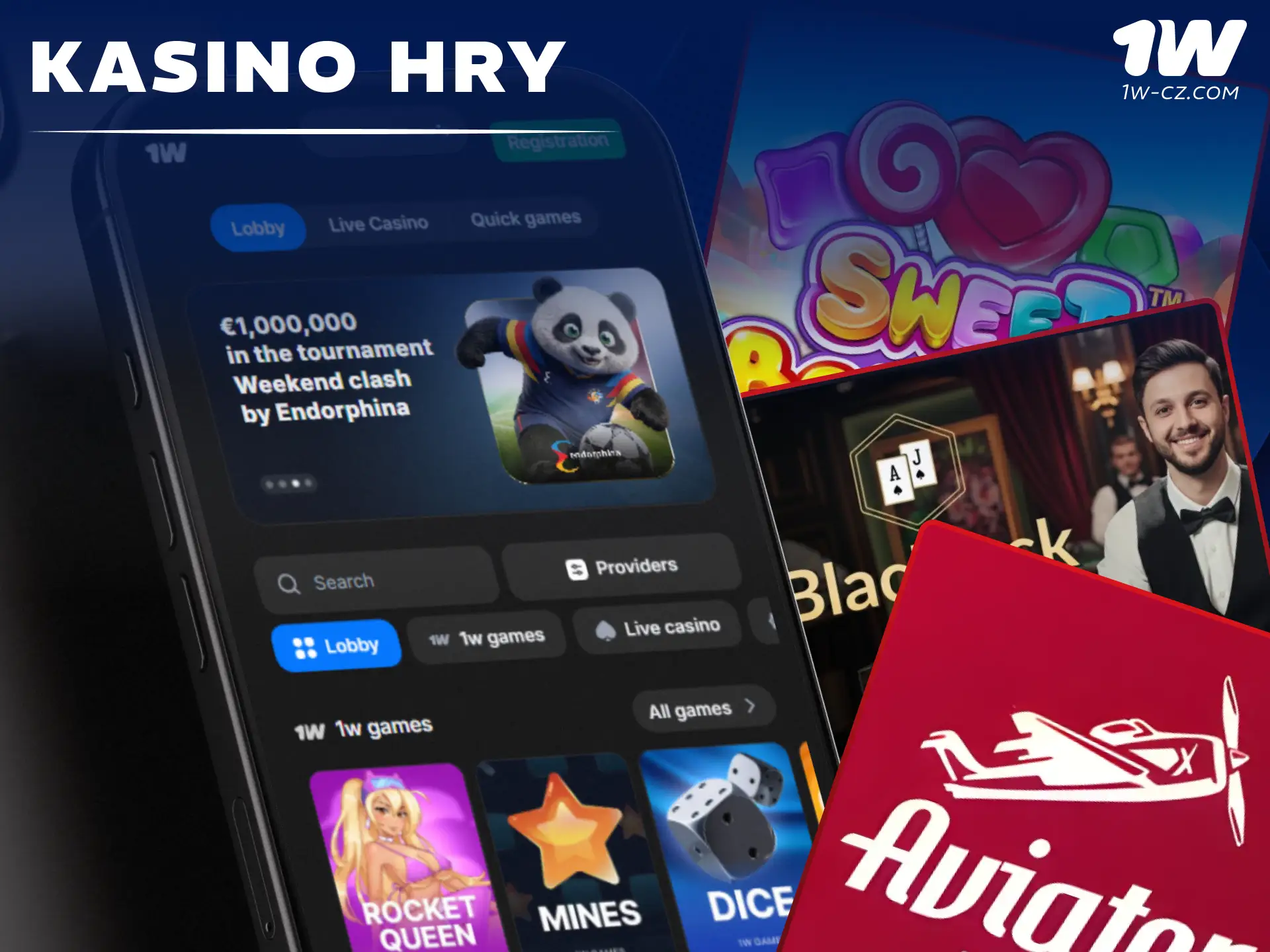 Hrajte nejlepší online kasino hry přímo ve vaší mobilní aplikaci 1W.
