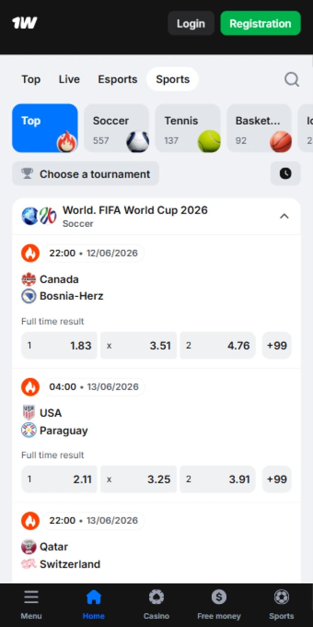 Vsaďte si na oblíbené sportovní zápasy v mobilní aplikaci 1W.