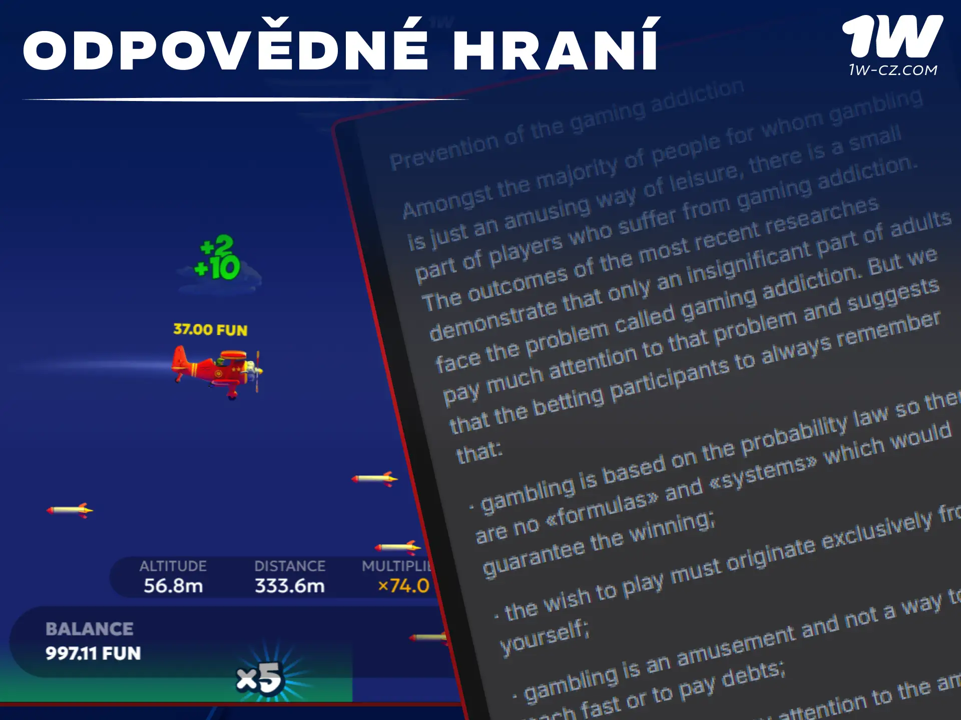 Přečtěte si tipy pro odpovědné hraní a zjistěte, jak snížit rizika v kasinu 1W.