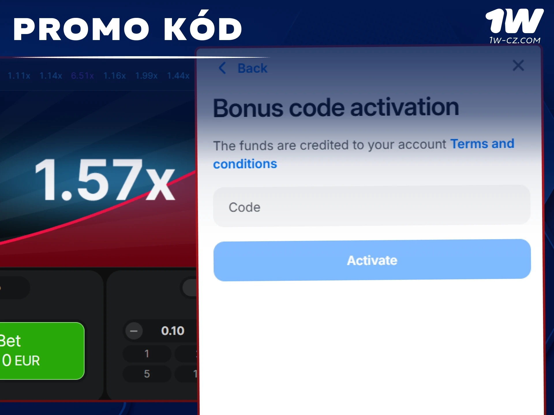 Využijte exkluzivní bonusový promo kód pro hru Aviator u sázkové kanceláře 1W.