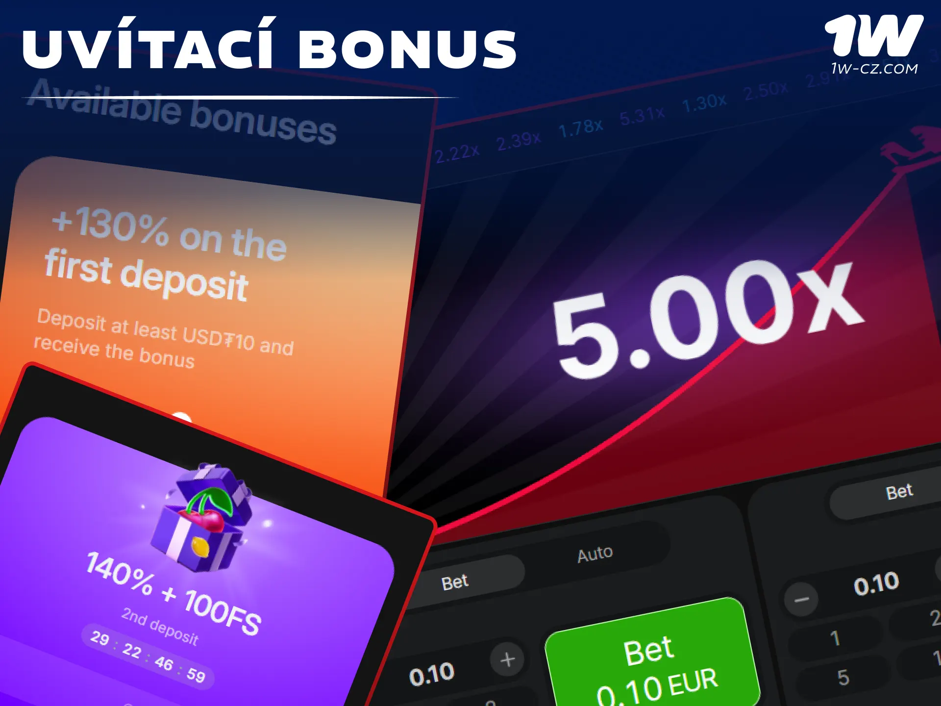 Získejte štědrý uvítací bonus pro české hráče a hrajte Aviator na 1W.