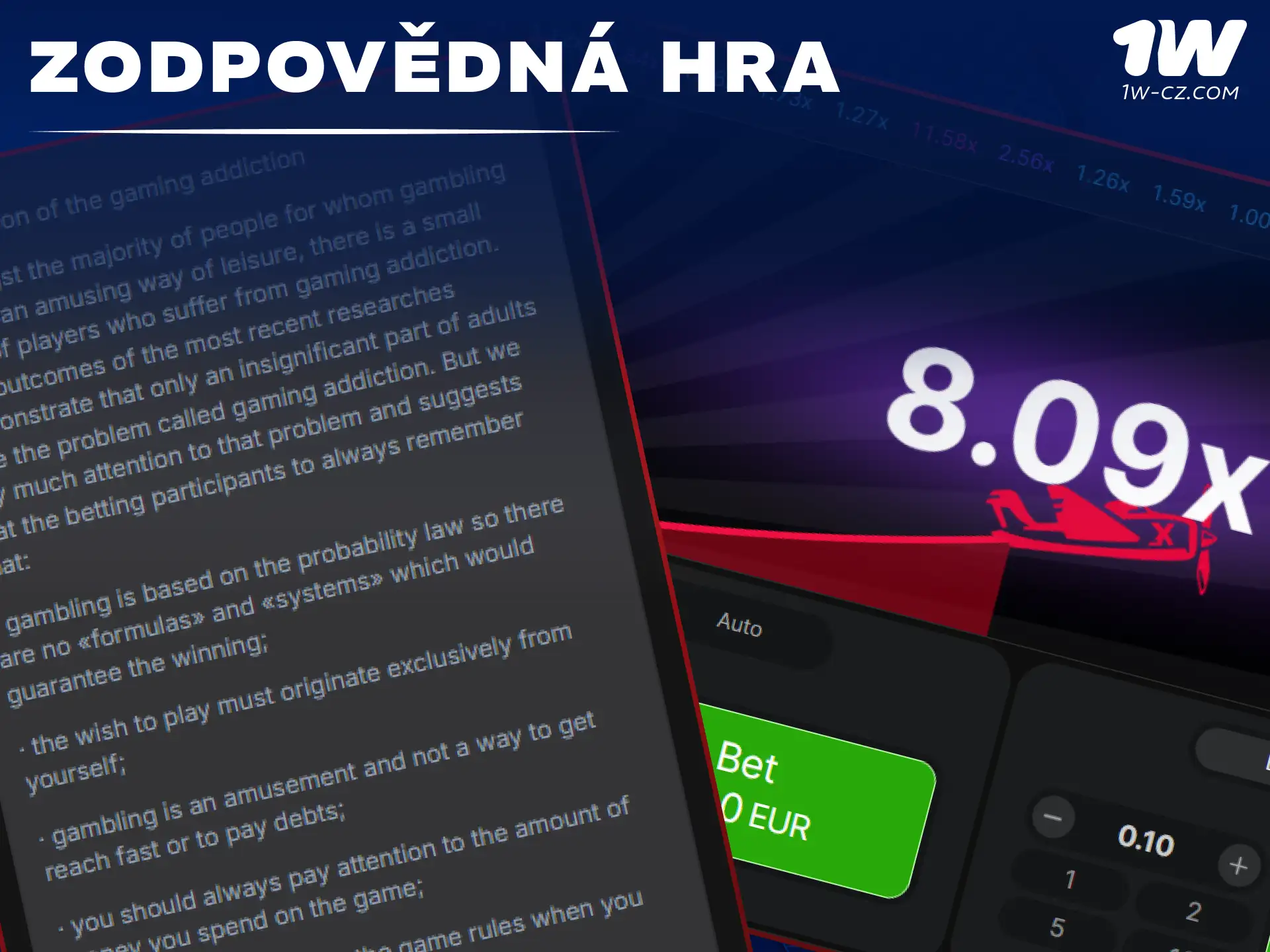 Přečtěte si zásady zodpovědného hraní a minimalizujte rizika při hraní Aviatoru na 1W.