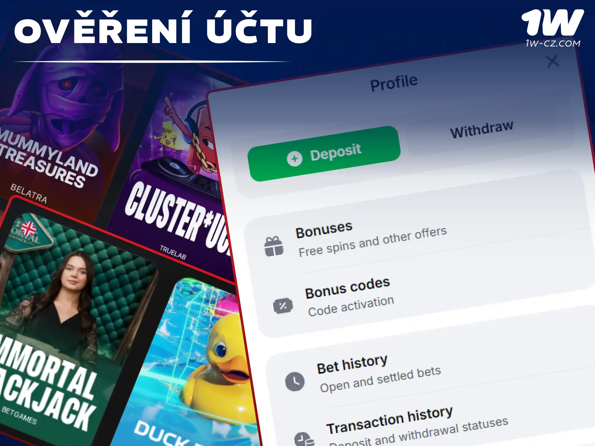 Dokončete bezpečné a rychlé ověření svého uživatelského profilu v kasinu 1W.
