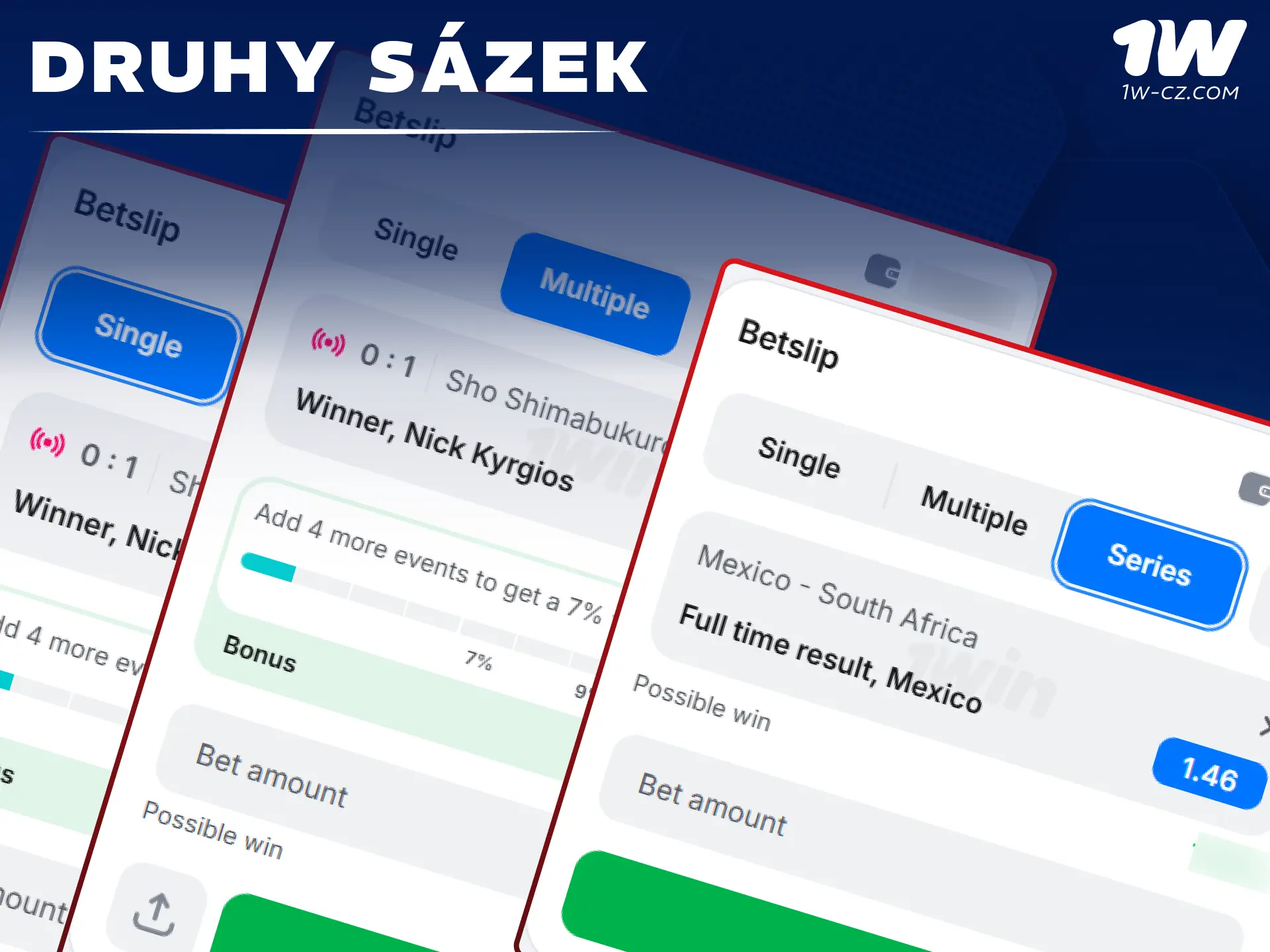 Vyberte si různé druhy sázek a vyhrávejte v kasinu 1W.