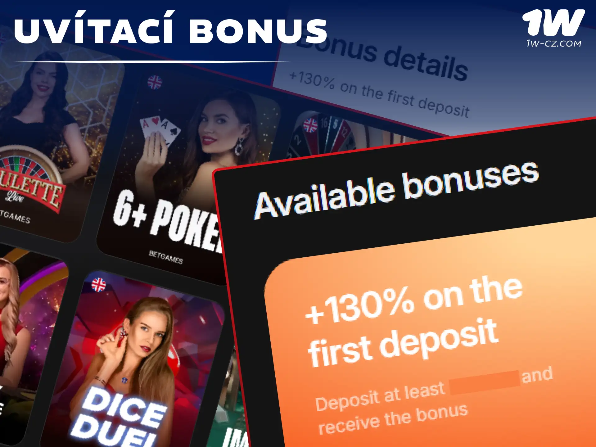 Aktivujte štědrý uvítací bonus pro nové hráče v online kasinu 1W.