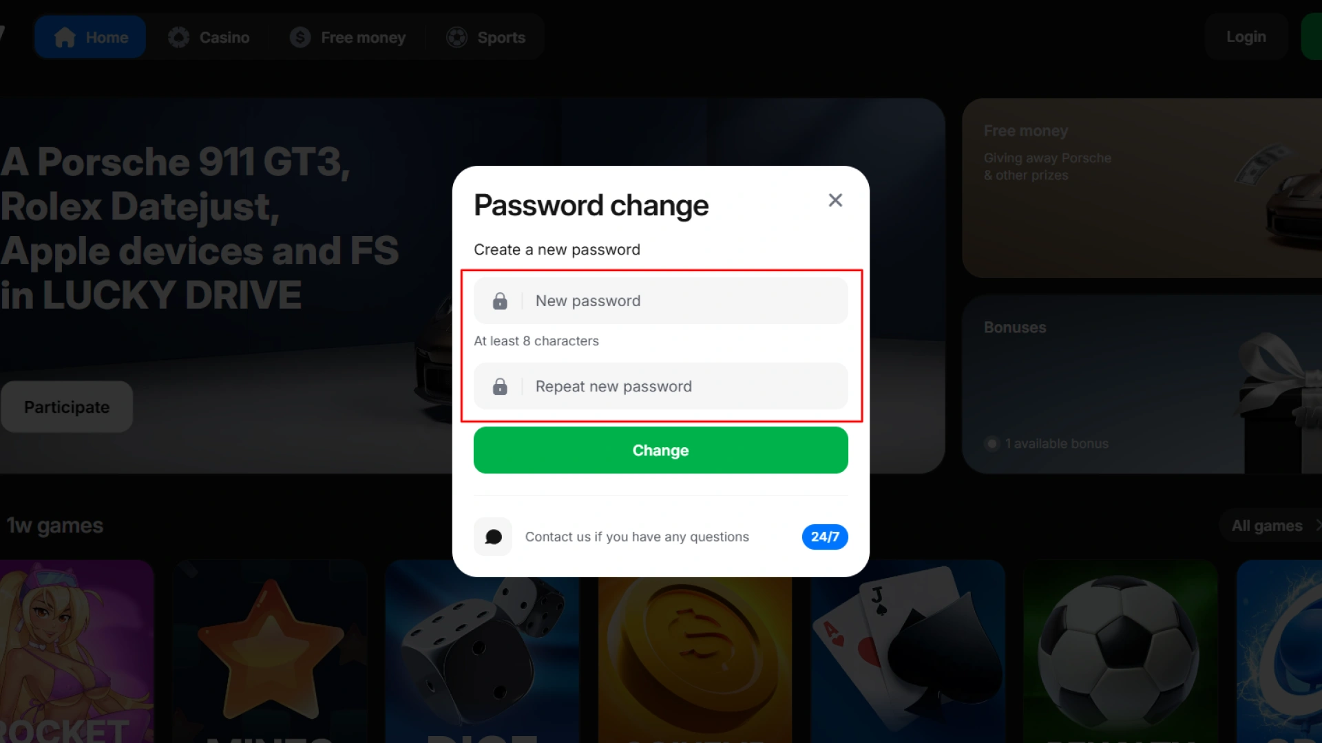 Vytvořte a zadejte nové heslo pro bezpečné online přihlášení do 1W.