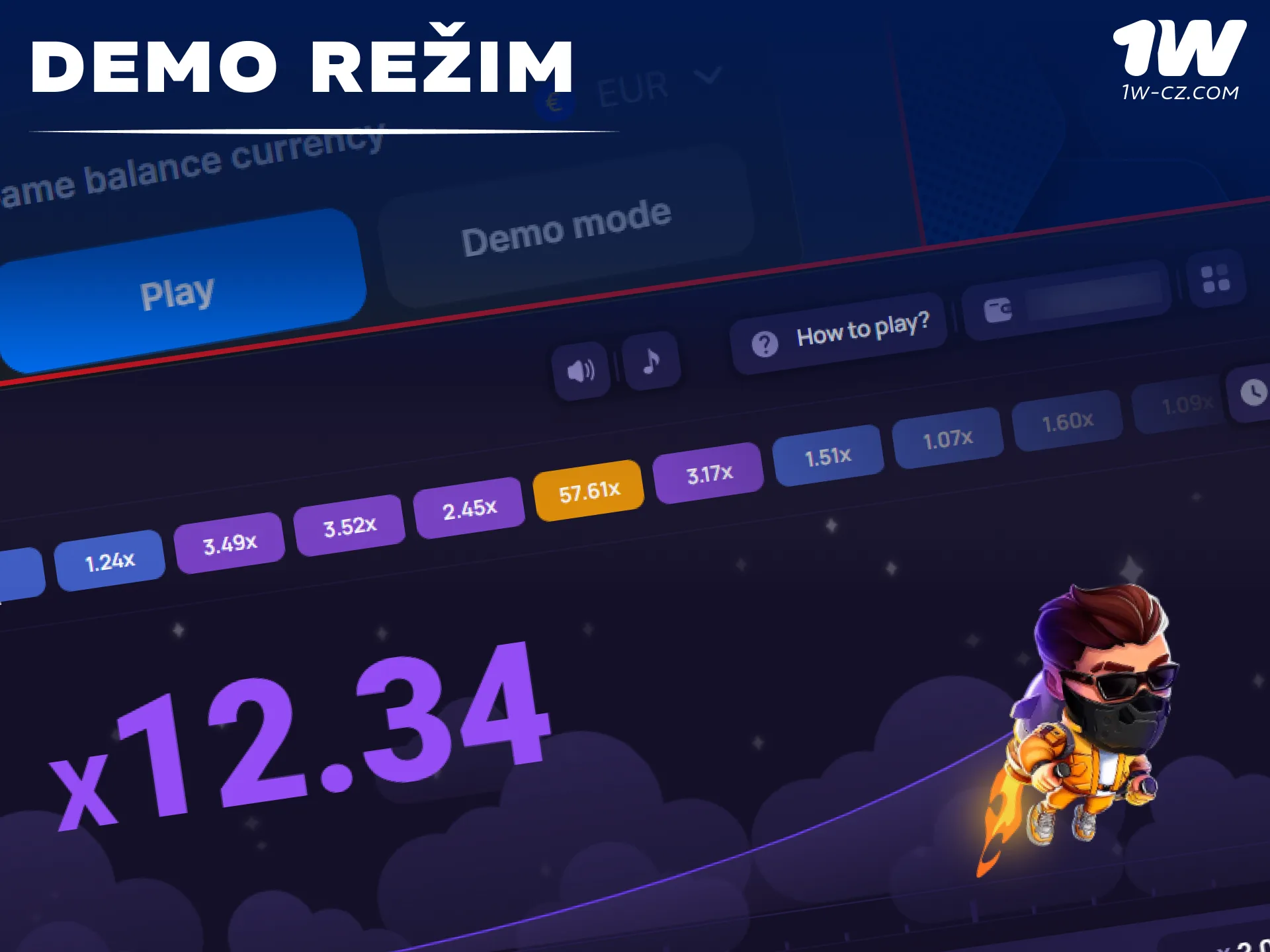 Vyzkoušejte si bezplatný demo režim hry Lucky Jet bez rizika v online kasinu 1W.