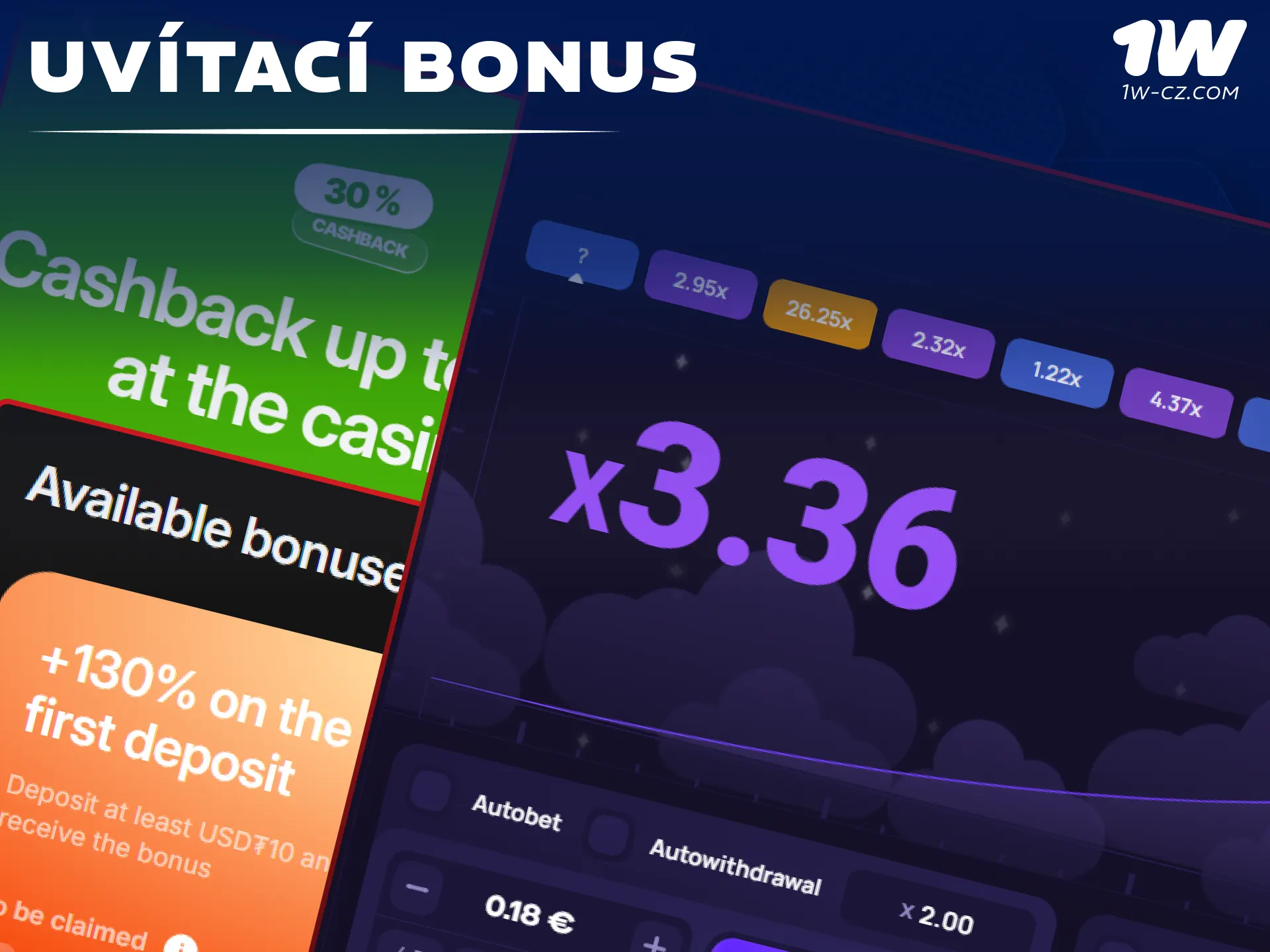 Využijte uvítací bonus pro české hráče a zvyšte své šance ve hře Lucky Jet na 1W.