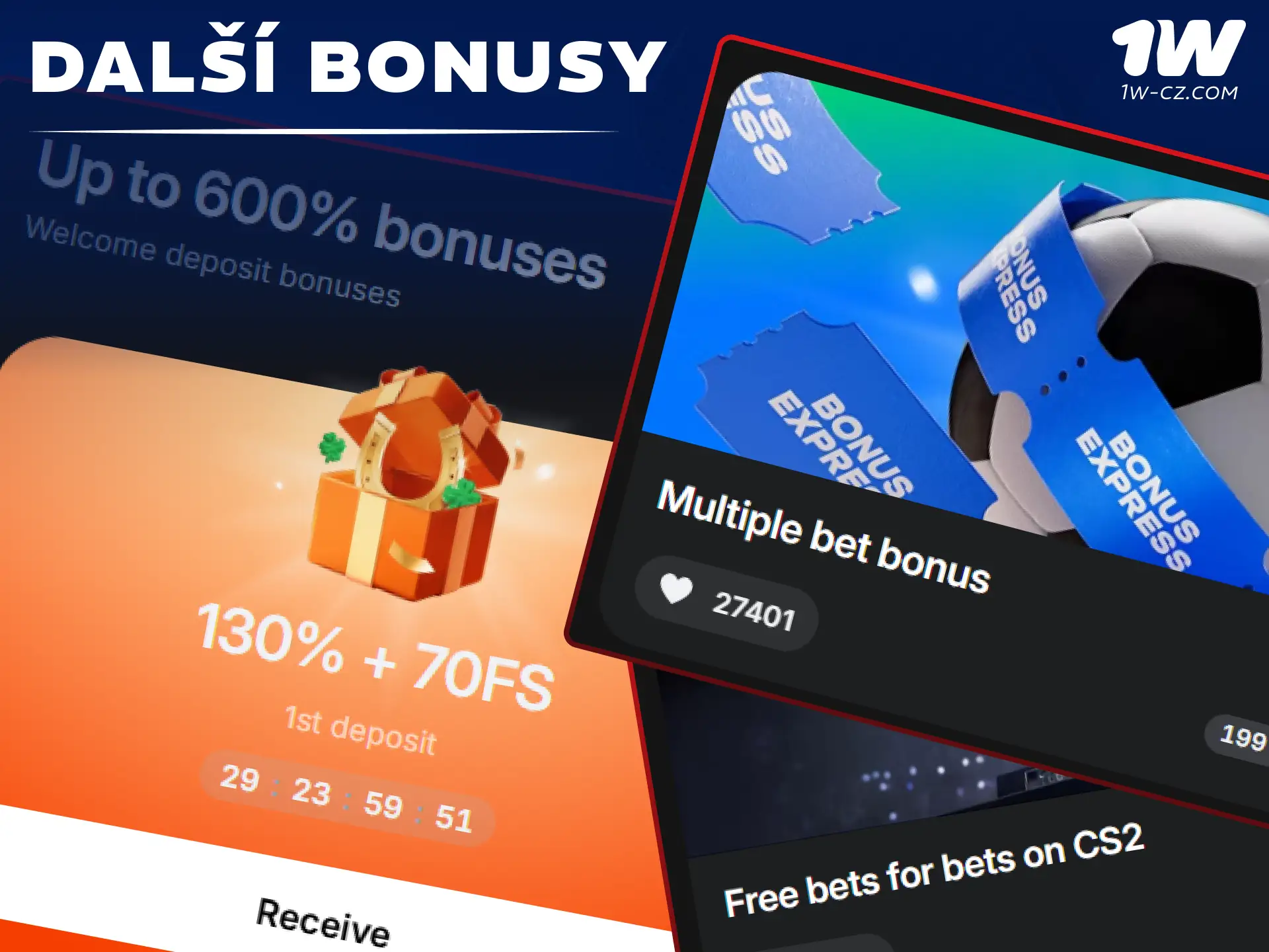 Získejte další skvělé bonusy a promo nabídky v online kasinu 1W.
