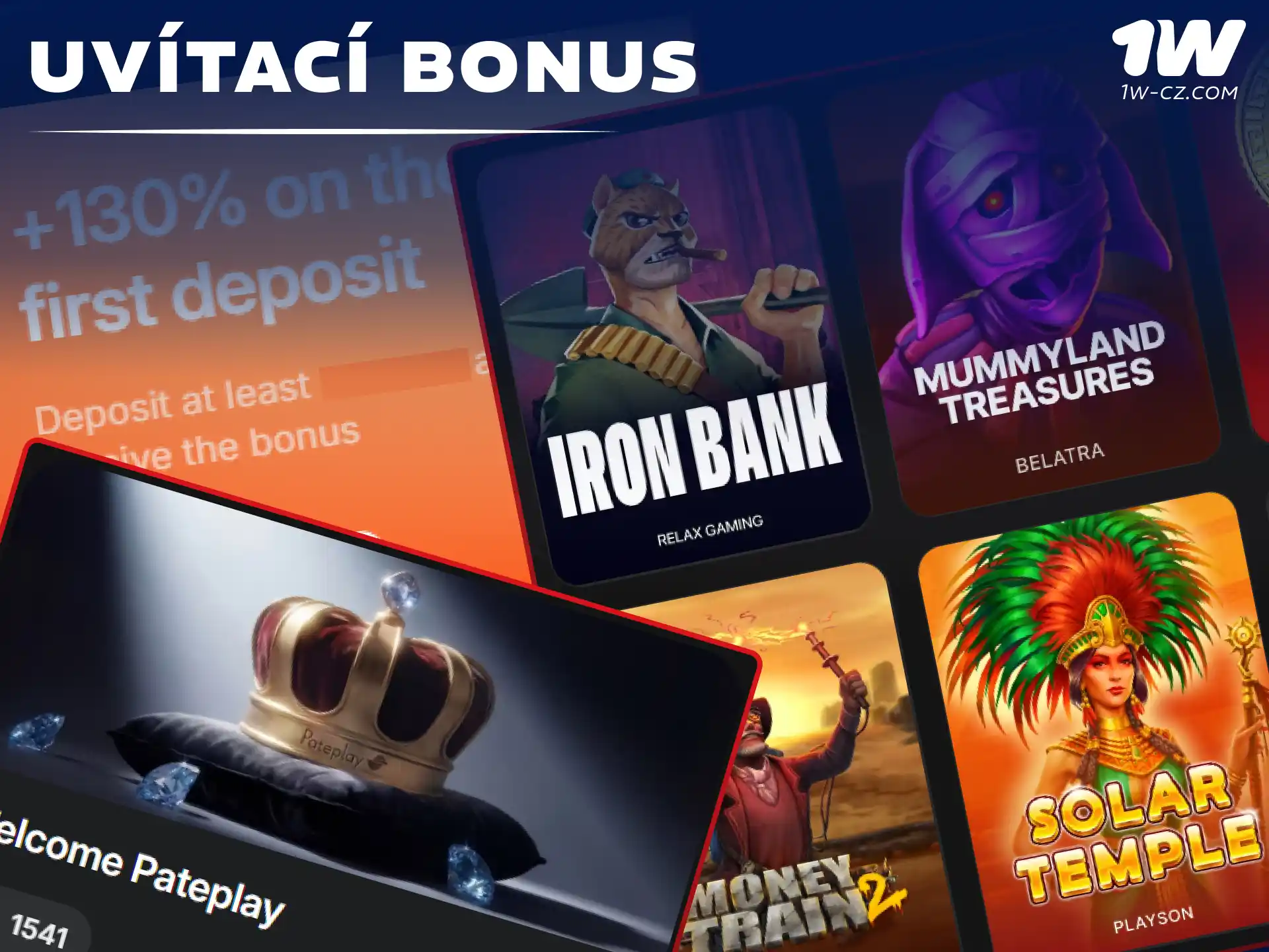 Využijte štědrý uvítací bonus a roztočte herní automaty v online kasinu 1W.