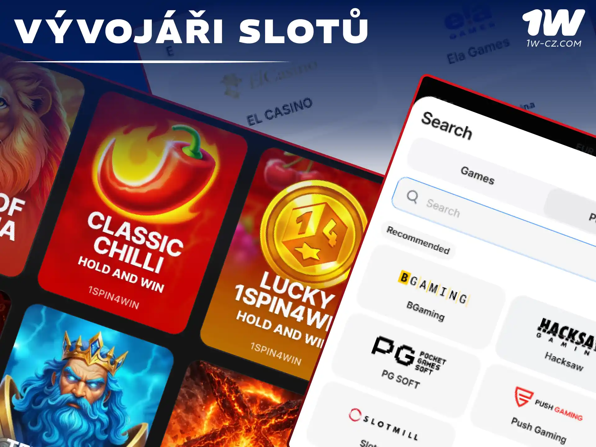 Objevte nejlepší světové vývojáře slotů a kasinových her na platformě 1W.